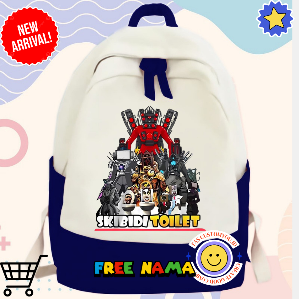 Skibidi Toilet I School Bag กระเป๋าเป้ Unisex {FREE NAME PRINTING}