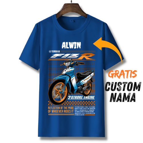 Childrens Distro T Shirt T Shirt with YAMAHA F1ZR F1 ZR 2 Stroke Blue Motorcycle Image | จีดี