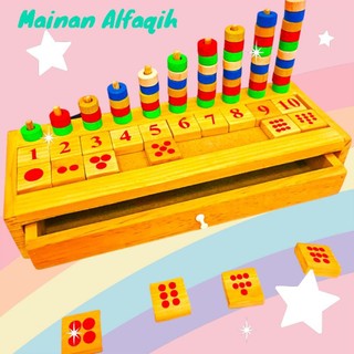 Mainan edukasi anak susun balok angka mainan belajar berhitung matematika puzzle angka kayu abacus