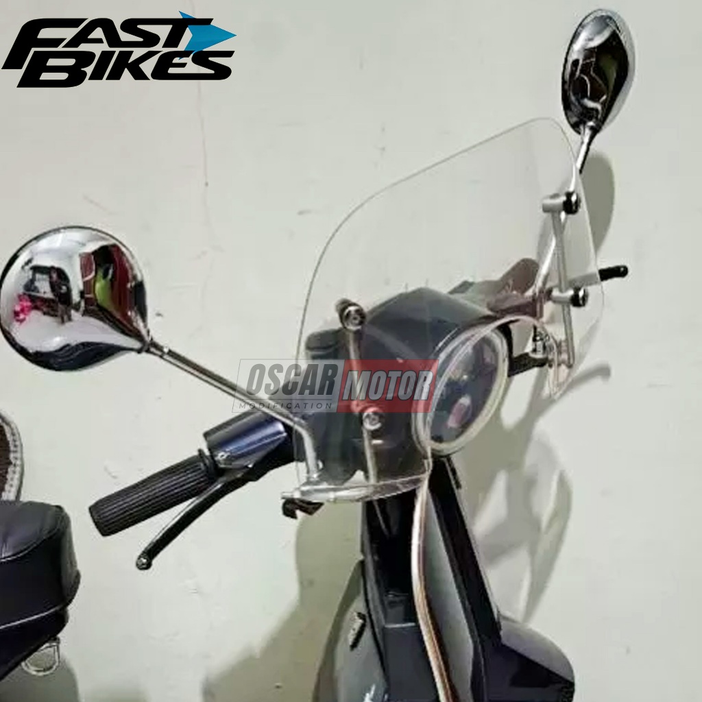 กระจกรถจักรยานยนต์ Vespa LX LXV 125 150 Universal Fastbikes ซ้ายขวาคู่