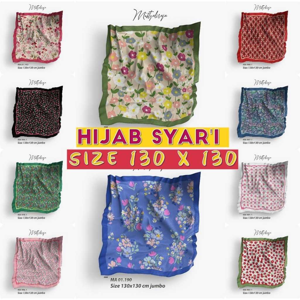 RECTANGULAR HIJAB WITH Sharia Motif 130 x 130
