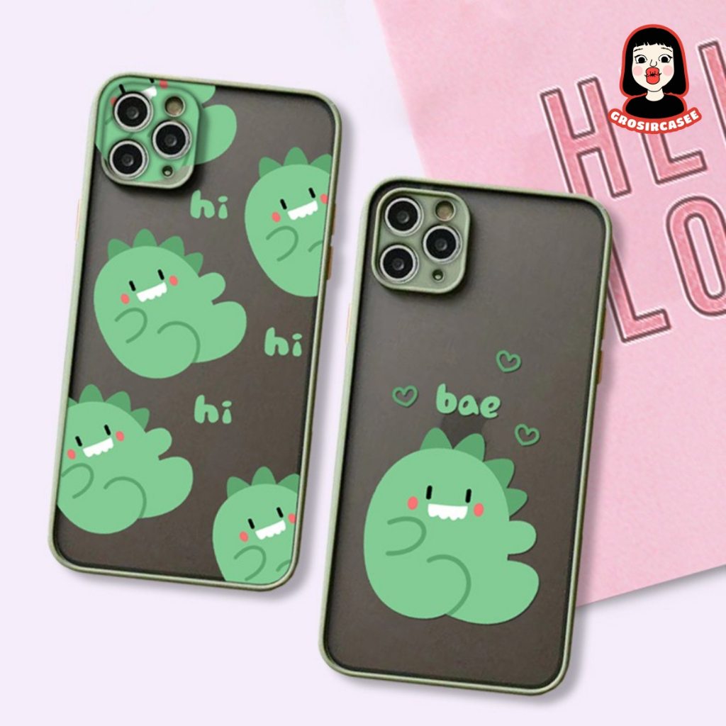 HYBRID พิมพ์ DINO HI BAE กรณี oppo 7z a16 f5 a3s 2016 a5 2020 a9 2020 f11 f9 a5s a7 a12 a1k c2 a52 a