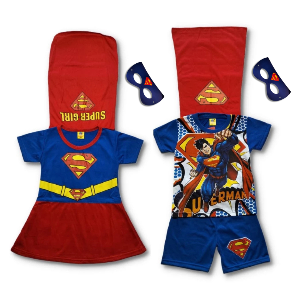 SUPEK - SUPERG1RL-SUPERM@N WINGS COUPLE CHILDRENS COSTUME AGES 2-8 ปี