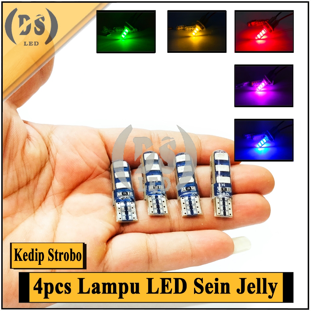 . 4 ชิ้น T10 กระพริบไฟเลี้ยว LED / 4 LED Dusk, กระพริบไฟเลี้ยว T10 ซ็อกเก็ต / Jelly Strobe ไฟเลี้ยว 