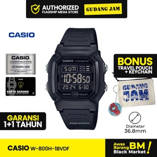 Jam Tangan Pria Casio General W-800H-1BVDF Digital Dial Black Resin Band