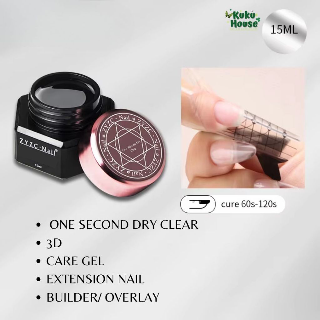 ZYZC Nail One Second Dry Clear Formuls Builder Care Gel Extension 15ML