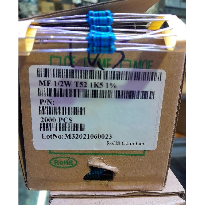 1/2W 1K5 1% ฟิล์มกันรอยโลหะ TAIWAN.10 ชิ้น