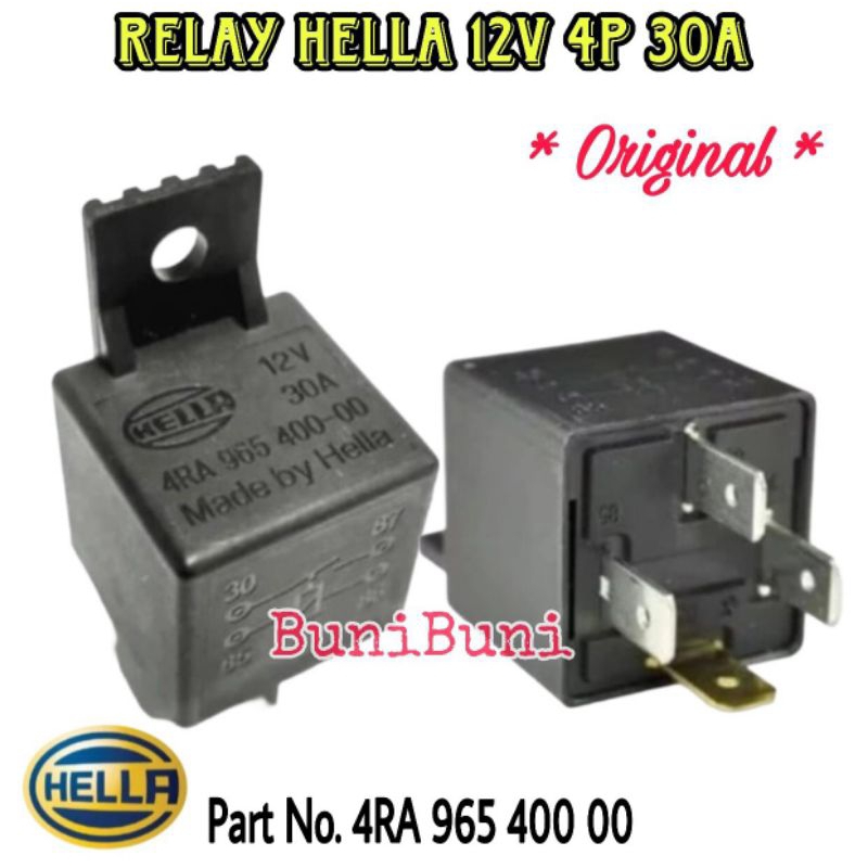รีเลย์เดิม HELLA 12V LEGS 4 PIN 30A สําหรับรถยนต์และรถจักรยานยนต์ / แตร / รีเลย์สตาร์ท