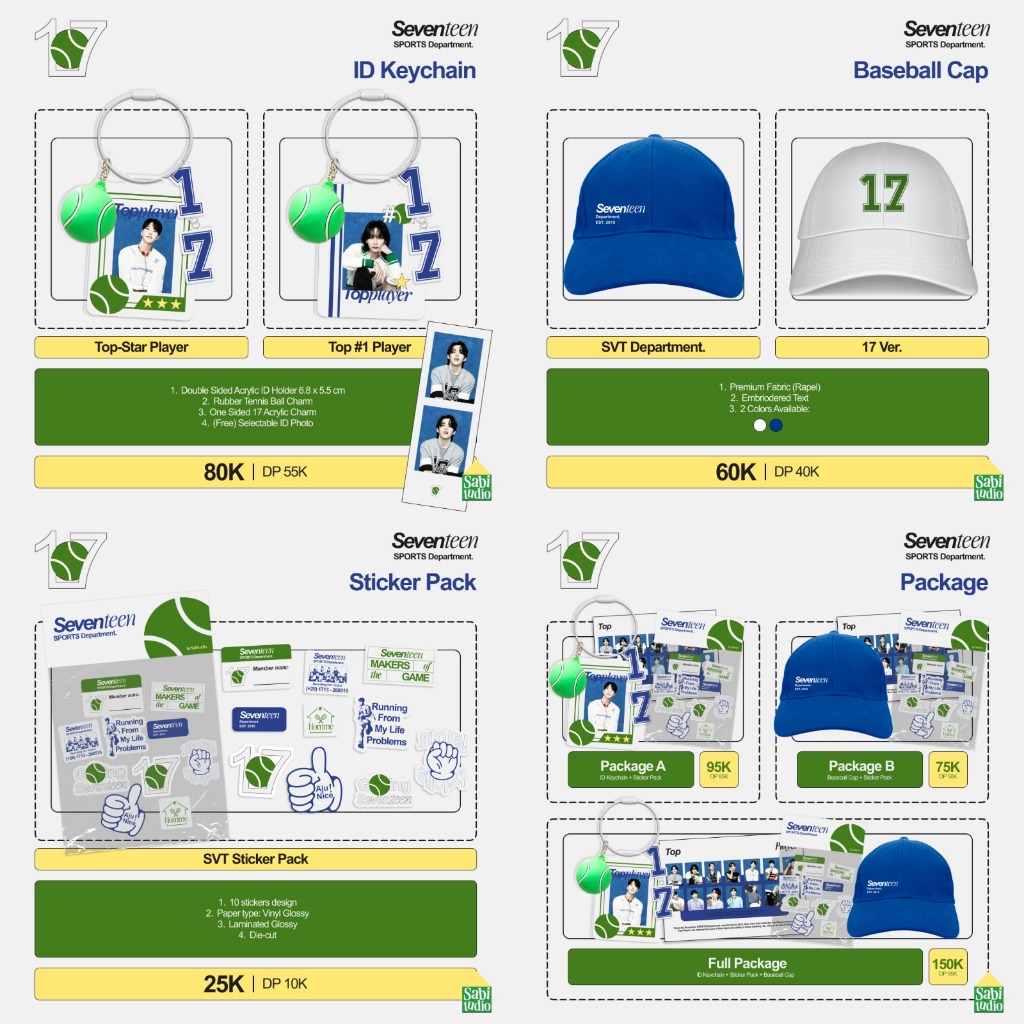 [TEEN DESCRIPTION] PAYMENT OF ID HOLDER, BASEBALL CAP, STICKER PACK SEVENTEEN SPORT