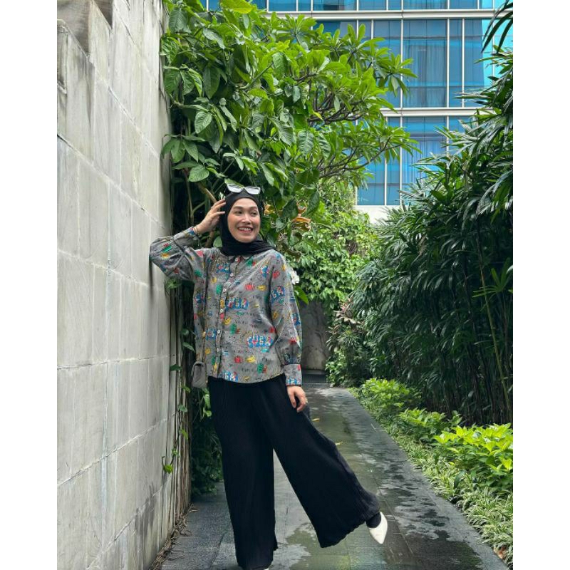 Kemeja Premium Eazy Full Print Shirt & Culottes