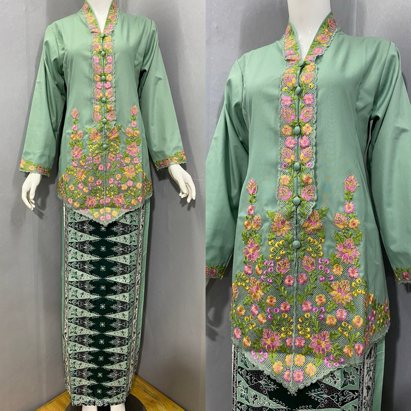 WAREHOUSE Womens Encim Kebaya / Traditional Encim Kebaya with Floral Motif / Betawi Encim / Encim Ke