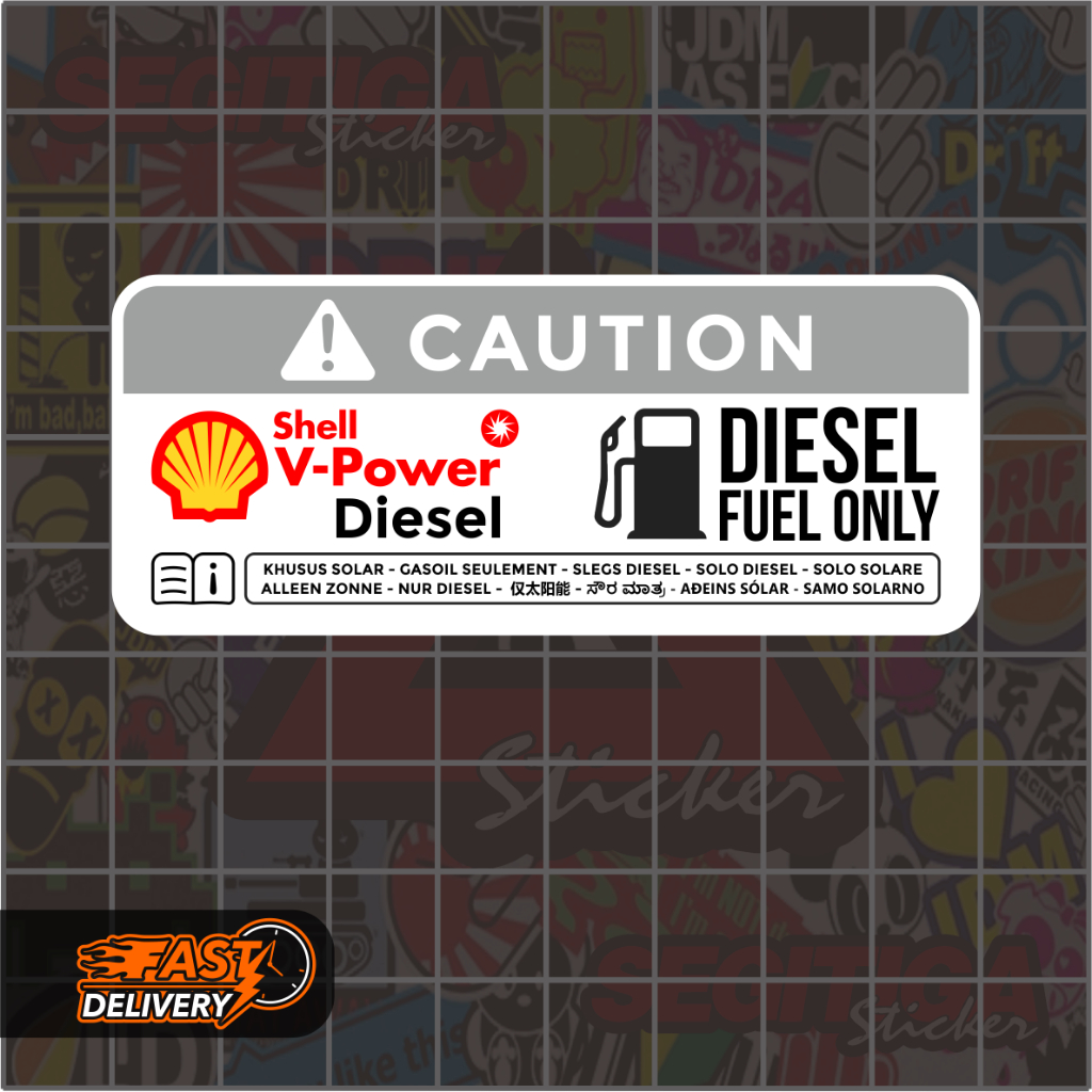 Shell V-Power Diesel Unleted Fuel Only สติ๊กเกอร์ขนาด 8.0x3.4 Cm