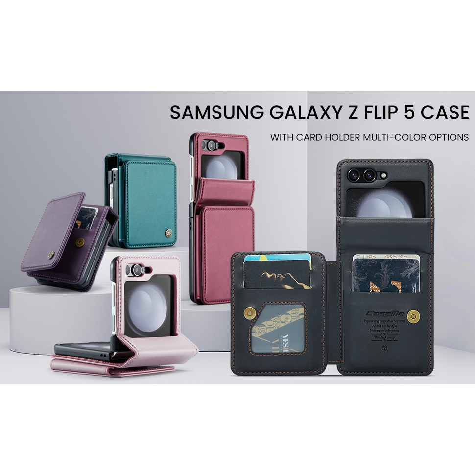 HP Samsung z Flip 5 Caseme C22 Card Slot Cover Leather Wallet Case
