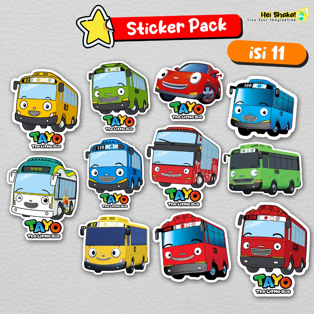 Tayo The Little Bus Sticker Pack บรรจุ 11 ชิ้น แพ็คเกจสติ๊กเกอร์การ์ตูนเด็ก วัสดุไวนิลกันน้ํา