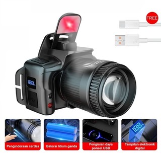 SENTER KEPALA LED ZOOM 65 WATT U8 - ZOOM LASER - 6 MODE CAHAYA - MULTIFUNGSI - SENSOR - TYPE-C