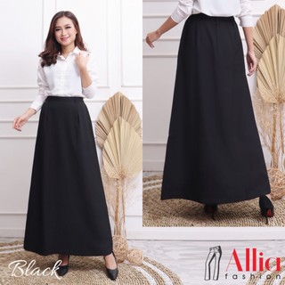 ALLIA R18 - Black M - 7L - Rok A Wanita - Rok Panjang Wanita - Rok kerja wanita - ROK HITAM