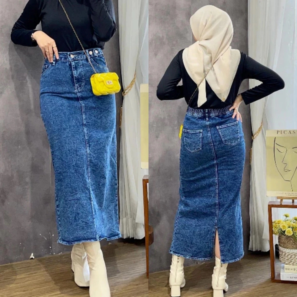 Theana JEANS SKIRT SPLIT ZENDA // PRABO SKIRT JEANS