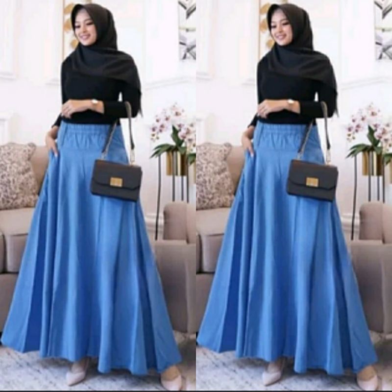 ใหม่ล่าสุด JEAN UMBRELLA SKIRT / SUPER JUMBO WOMENS JEAN SKIRT / กระโปรงจับจีบ