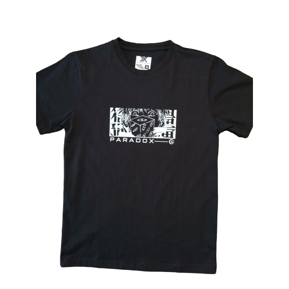 Hitam PARADOX เสื้อยืดสีดํา PARADOX SCREEN PRINTING