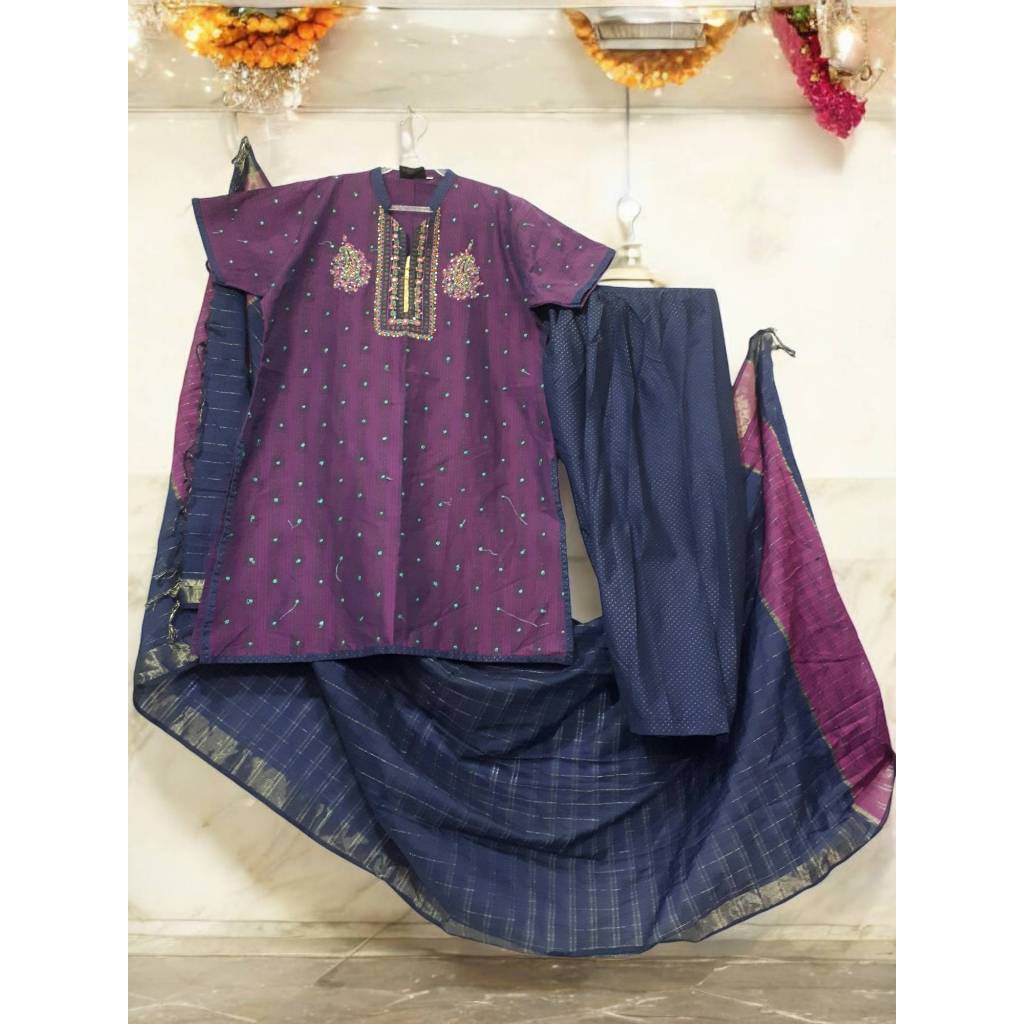 KURTI KAJOL EMBROIDERED FULLSET CELANA SELENDANG LD 118 PB 90 ใหม่/ใหม่