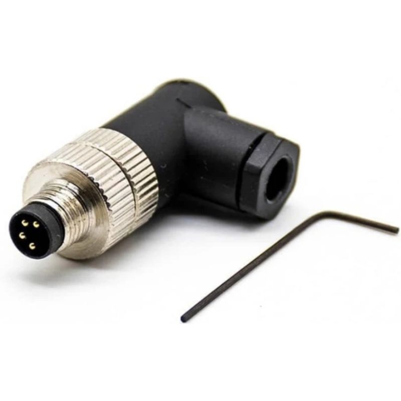 M8 Connector 4 Pin Male Screw Type Connector Elbow A Code