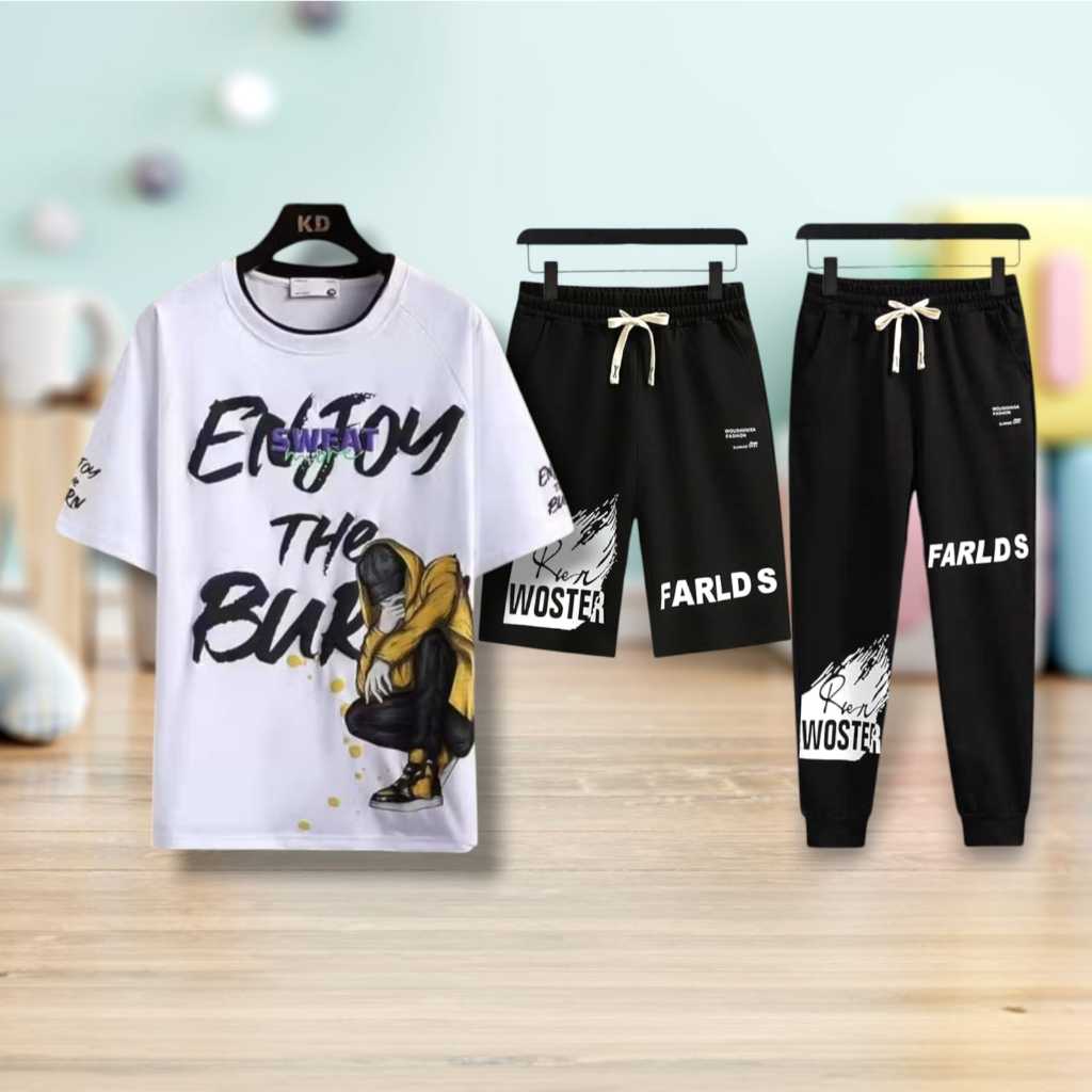 JHOSE 3in1 ETB ENJOY SET OF T-SHIRT, PEN AND JOGGER GET 2 กางเกง UNISEX
