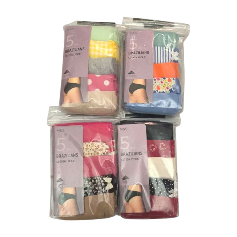 M&S 5 ชิ้น Brazilians กางเกง Marks & Spencers ชุดชั้นในสตรีบราซิลกางเกงชั้นในสตรีสีแดงสีชมพูสีดํา