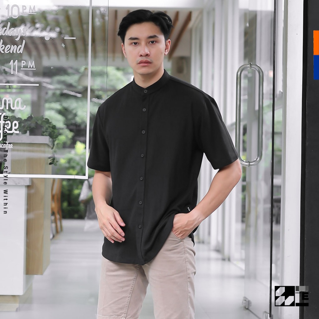 KEMEJA Ereste เสื้อเชิ้ตแขนสั้นผู้ชาย Pique Jevelin