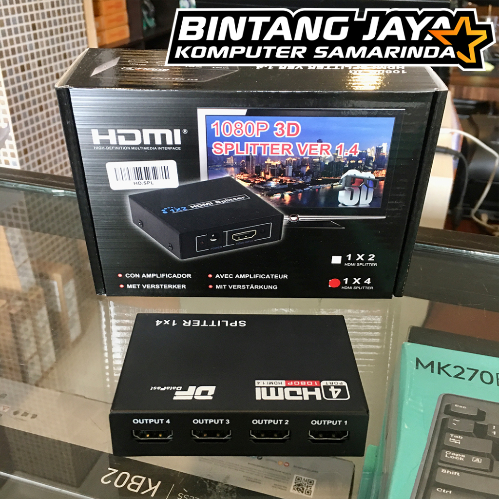ตัวแยกสัญญาณ HDMI 4 พอร์ตเอาต์พุต 1 พอร์ตอินพุต 1080p 3D Ver. 1.4