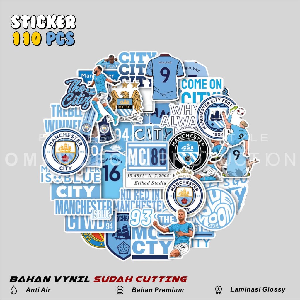 แพ็กสติ๊กเกอร์ MANCHESTER CITY WATERPROOF AESTHETIC BALL STICKER สําหรับแล็ปท็อปสําหรับ HP HELMET STICKER CASE