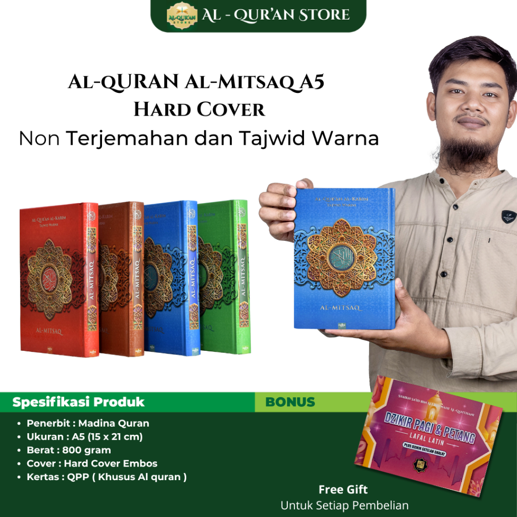 [ORIGINAL] Al Quran Non-Translated, Al Quran Al-Karim Tajvid Color, Al Quran Al Mitsaq A5, Al Quran