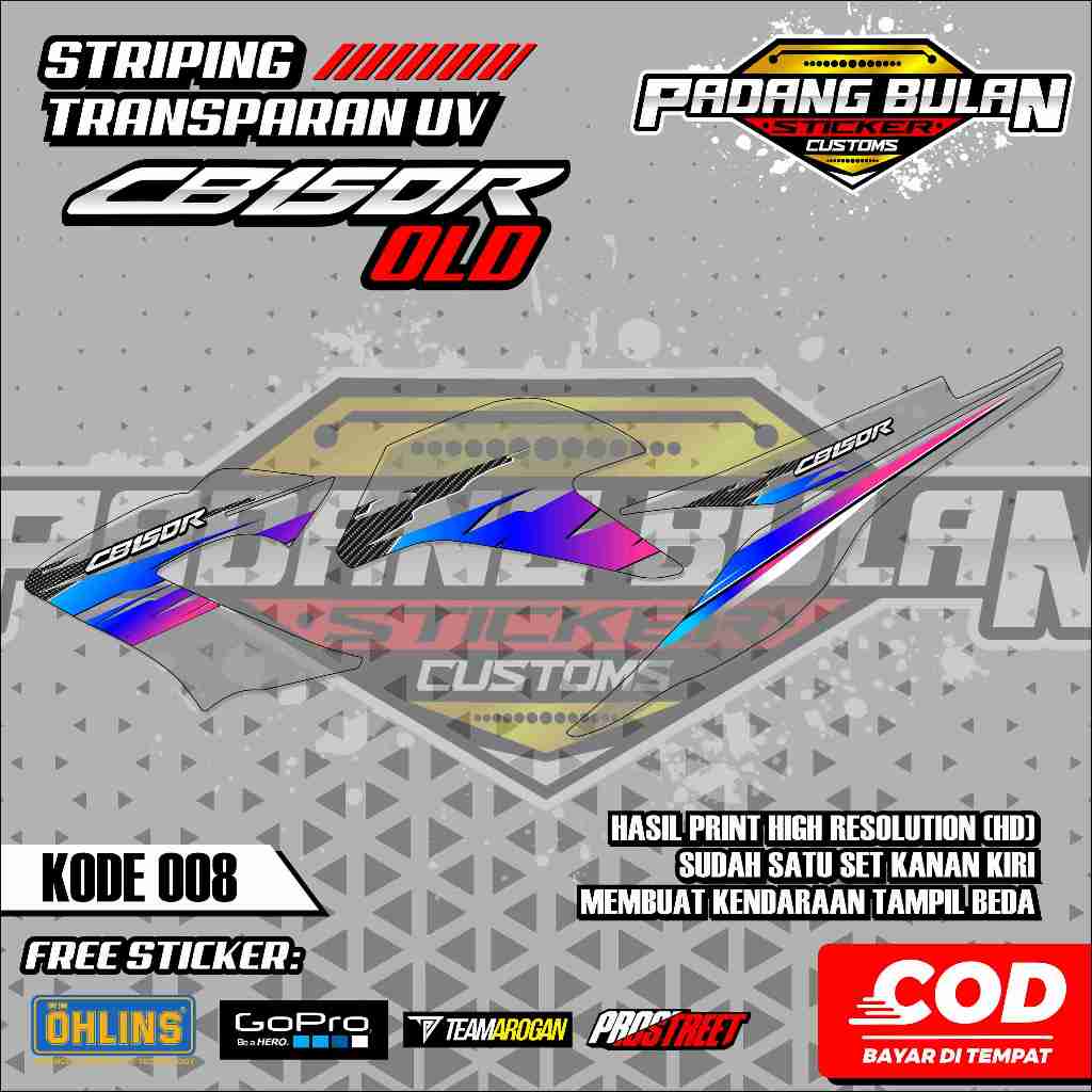 08 TRANSPARENT UV STRIPING HONDA CB 150 OLD / UV VARIATION STRIPING CB 150 OLD MOTIF SS