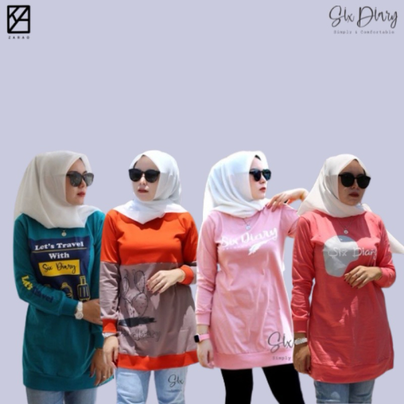 Six Diary Womens Top Tunic Split Edge Rib Bottom Six Diary Original Six Diary เสื้อยืด l
