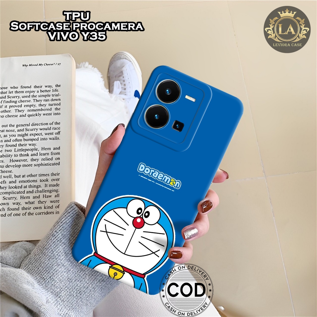 HP เคส Vivo Y35 ล่าสุด - เคส Leviora - เคสแฟชั่น Doraemon - เคส Vivo Y35 Softcase - เคสกล้อง Pro - เ