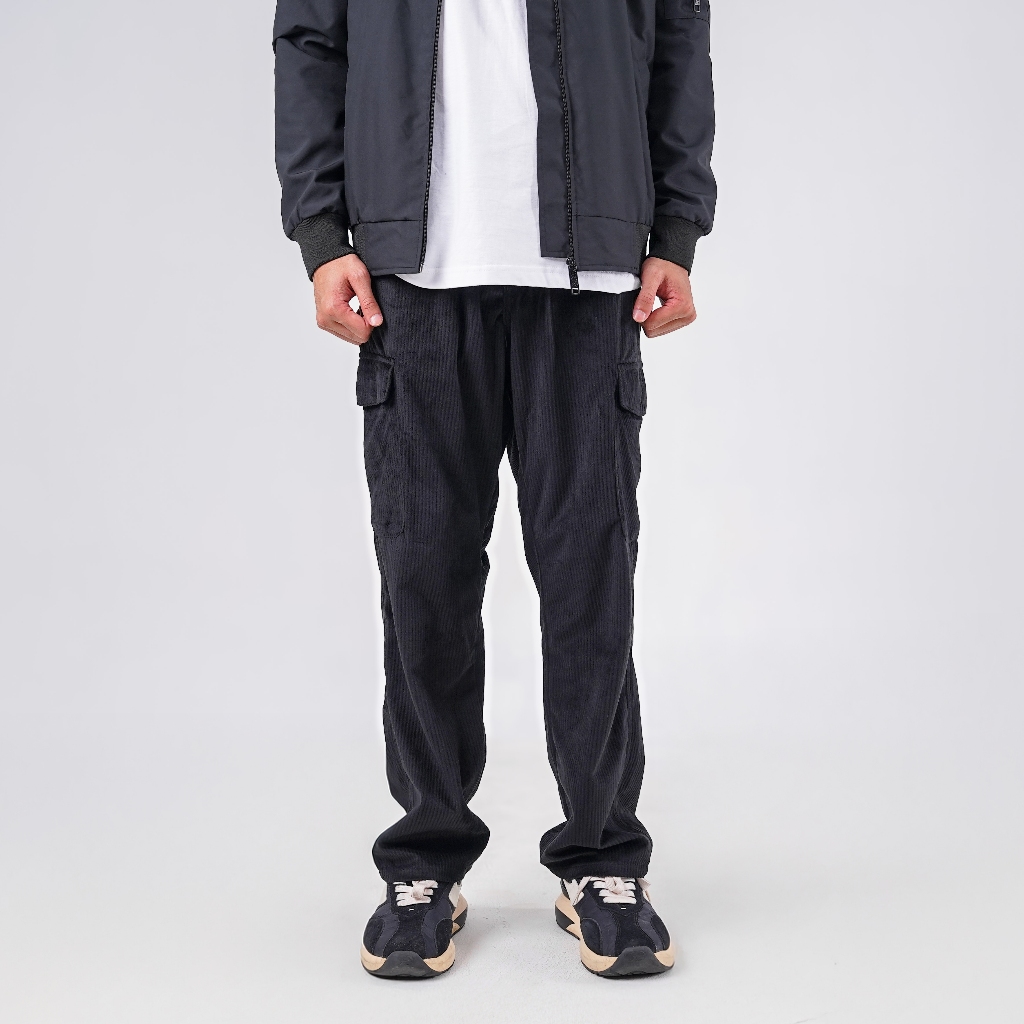 House of Smith Mens Long Corduroy Cargo Pants - กางเกง Cordugo สีดํา - กางเกงคาร์โก้ยาวผ้าลูกฟูก