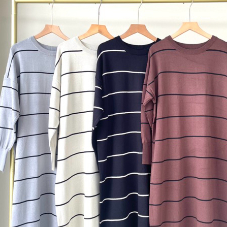 ชุดเดรสถักลายทาง Azzahra - ชุดเดรส Givana ผ้าถักกามิส