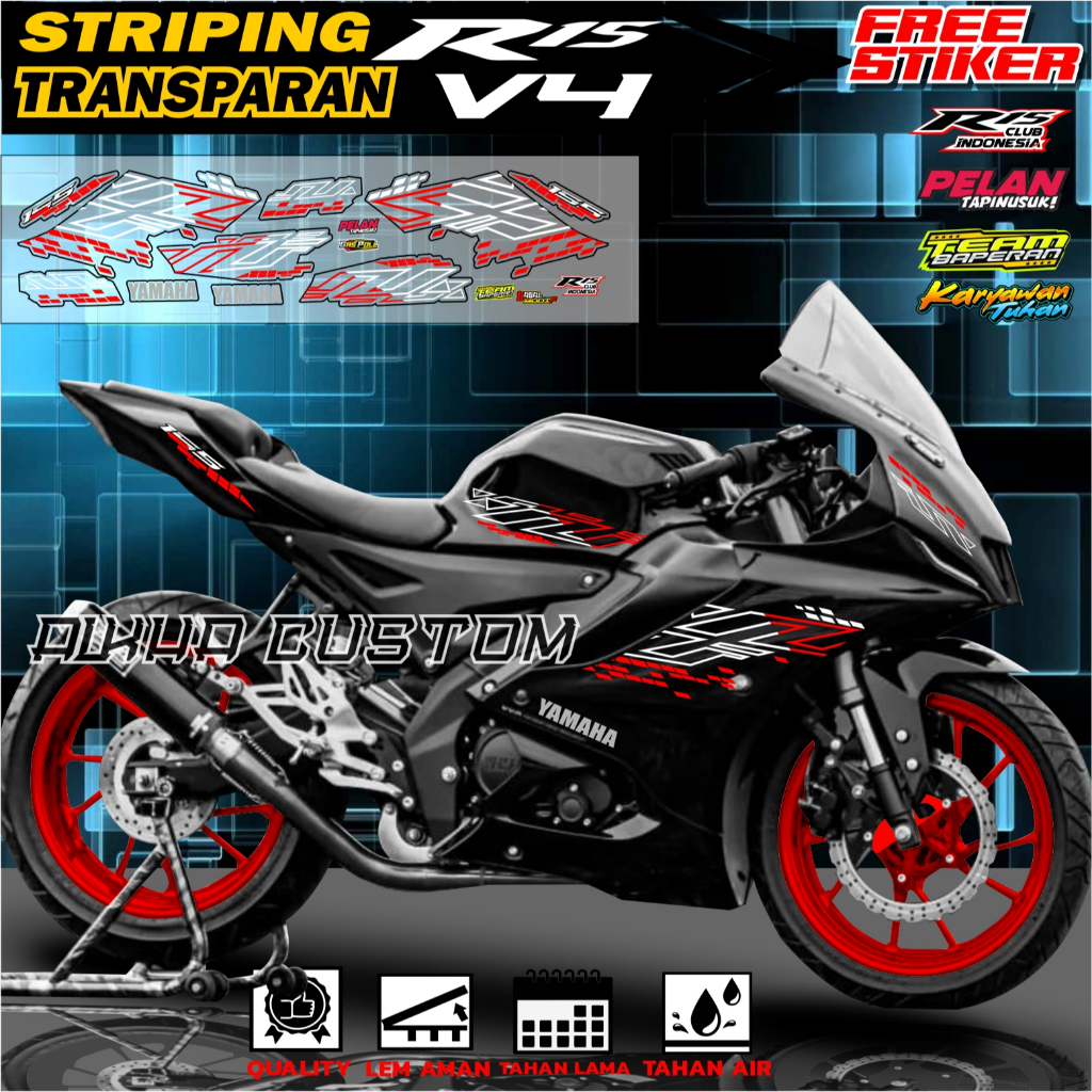 โปร่งใส STRIPING R15 V4 YAMAHA R15 สติ๊กเกอร์ CAN REQUEST สี