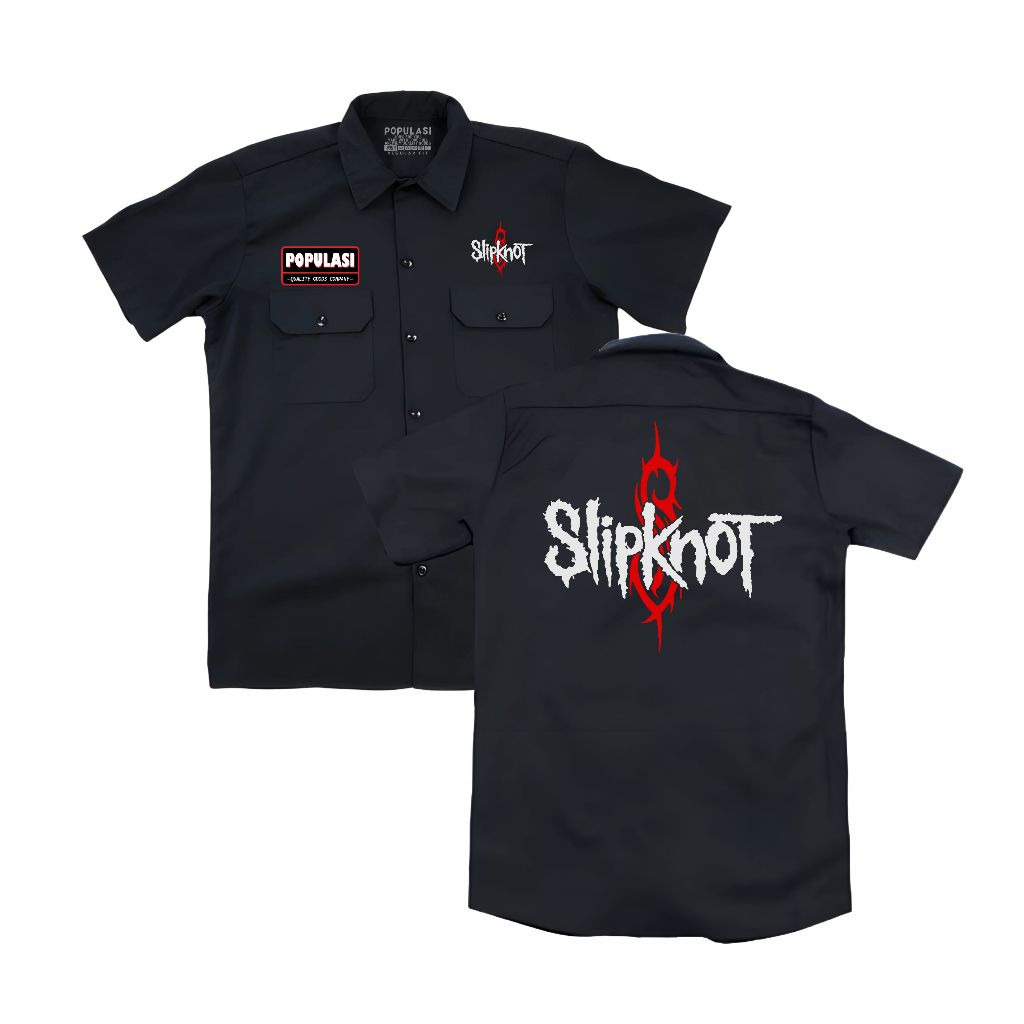 KEMEJA Population Workshirt Slipknot PDH Music band เสื้อผ้าผู้ชายและผู้หญิง Vintage Casual Streetwear PDH เสื้อ