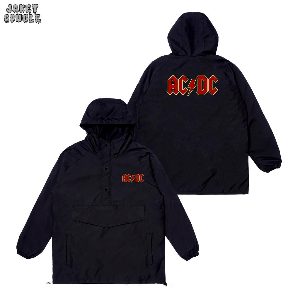Oneshirt Jacket Cougle Acdc Red Jacket Parachute สีดํา Unisex