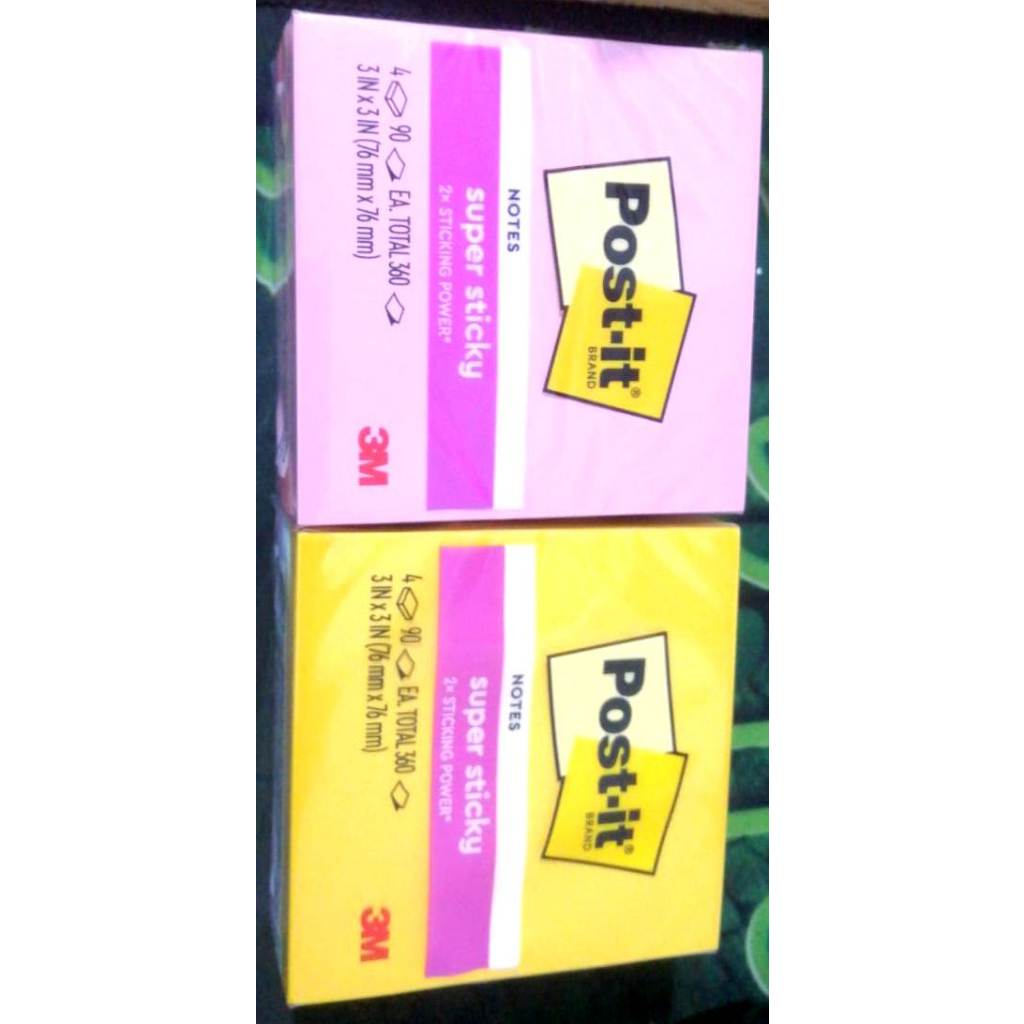 3M POST IT SUPER STICKY 3 IN X 3 IN (76MM X 76MM) 1 PACK CONTAINS 4 PADS