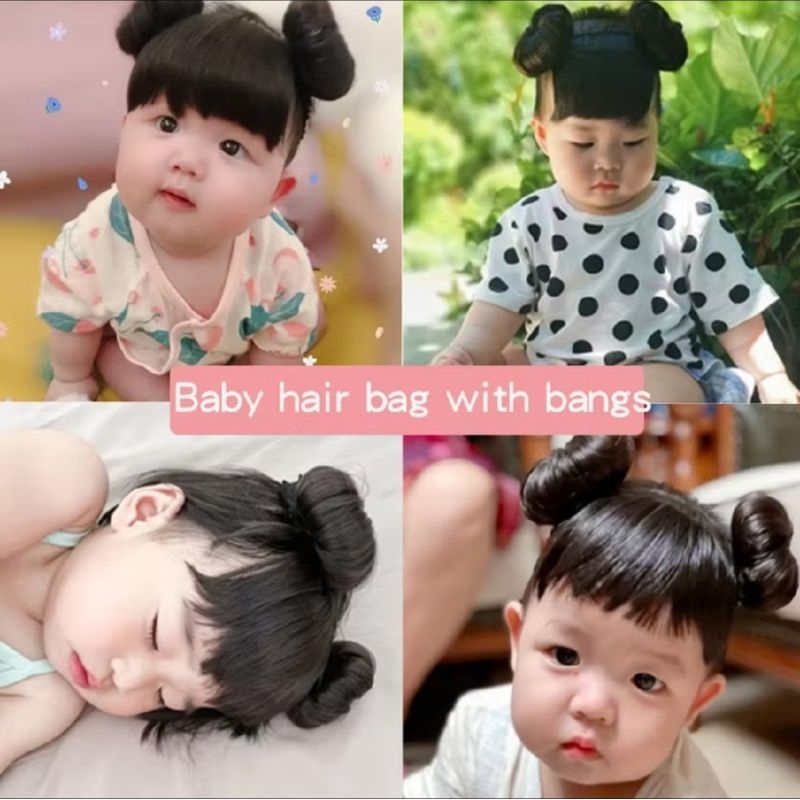 KSTUFF355 BABY CHILDRENS BANDANA / BABY WIG WITH BANGS / BABY WIG