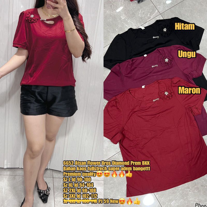 6652 เสื้อยืดเข็มกลัดเพชรนําเข้าด้านบน bkk