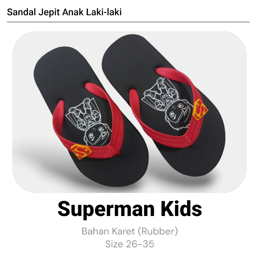 รองเท้าแตะ MERAH Superman | รองเท้าแตะสําหรับเด็ก Superman | คลิปหนีบเด็กชายหญิง | แดง เหลือง ขาว ดํ