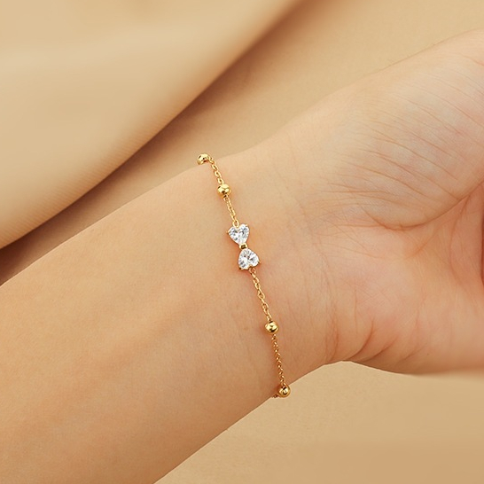 YooHaeng - JIA Titanium Chain Bracelet Ribbon Blink Coquette Bead G0095