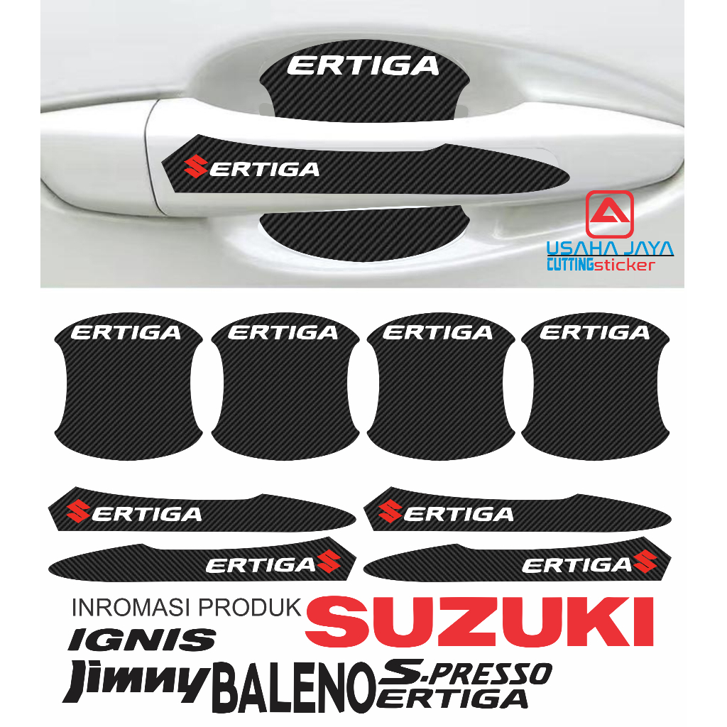 สติ๊กเกอร์มือจับประตูคาร์บอน 8 ชิ้นสําหรับ SUZUKI Ertiga, Ignis, baleno, Winny และ S-Presso