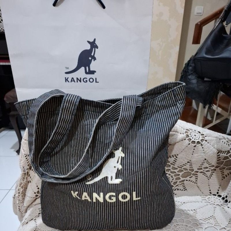 Kangol_original TOTE BAG CANVAS DENIM PRELOVED WELL USED