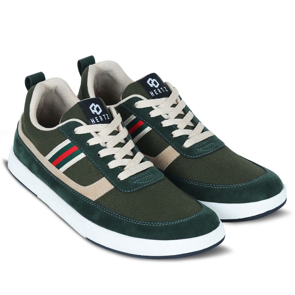 HIJAU Hertz - รองเท้าผ้าใบผู้ชายล่าสุด H 2836 Hertz Brand School Shoes Green Cream.
