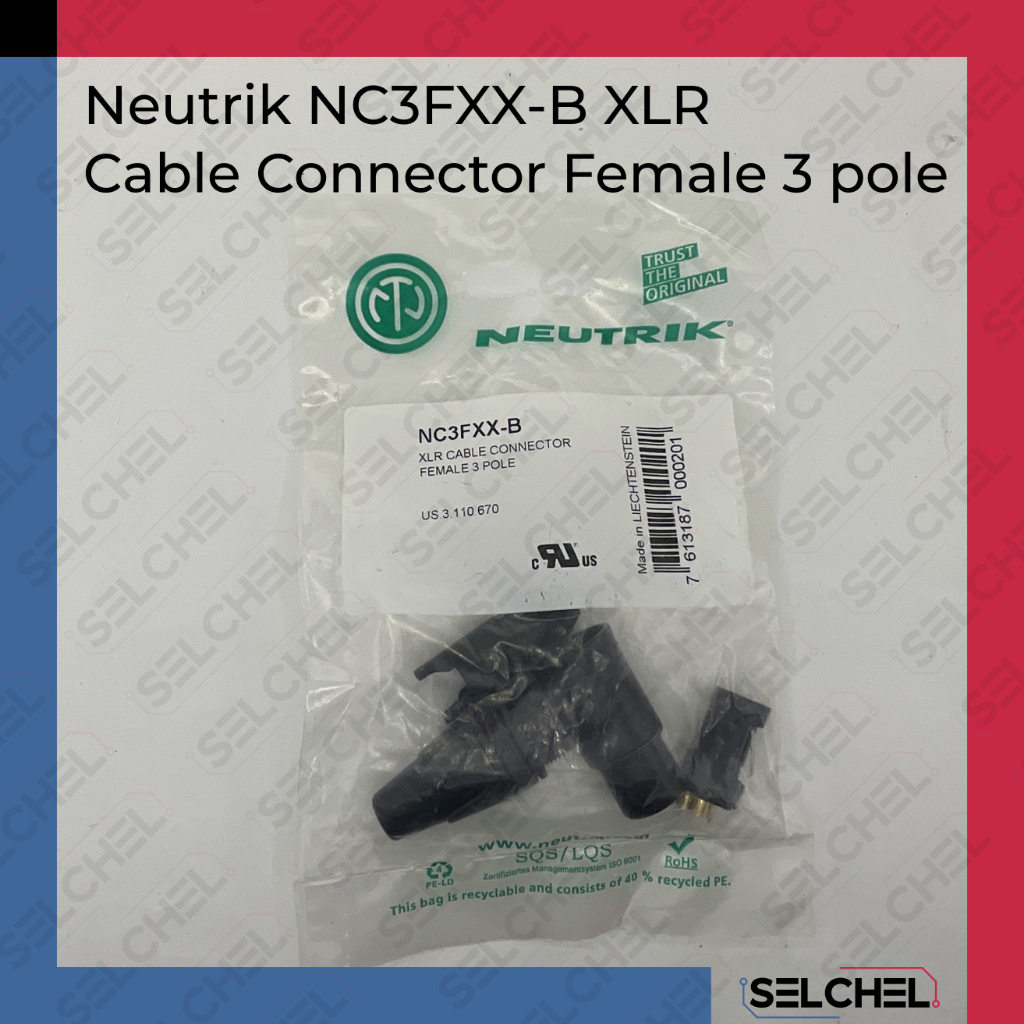 Neutrik NC3FXX-B Cable Connector ตัวเมีย 3 เสา XLR