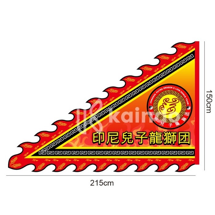 BARONGSAI FLAG - LION DANCE - FREE CUSTOM - TRIANGLE FLAG VANDEL