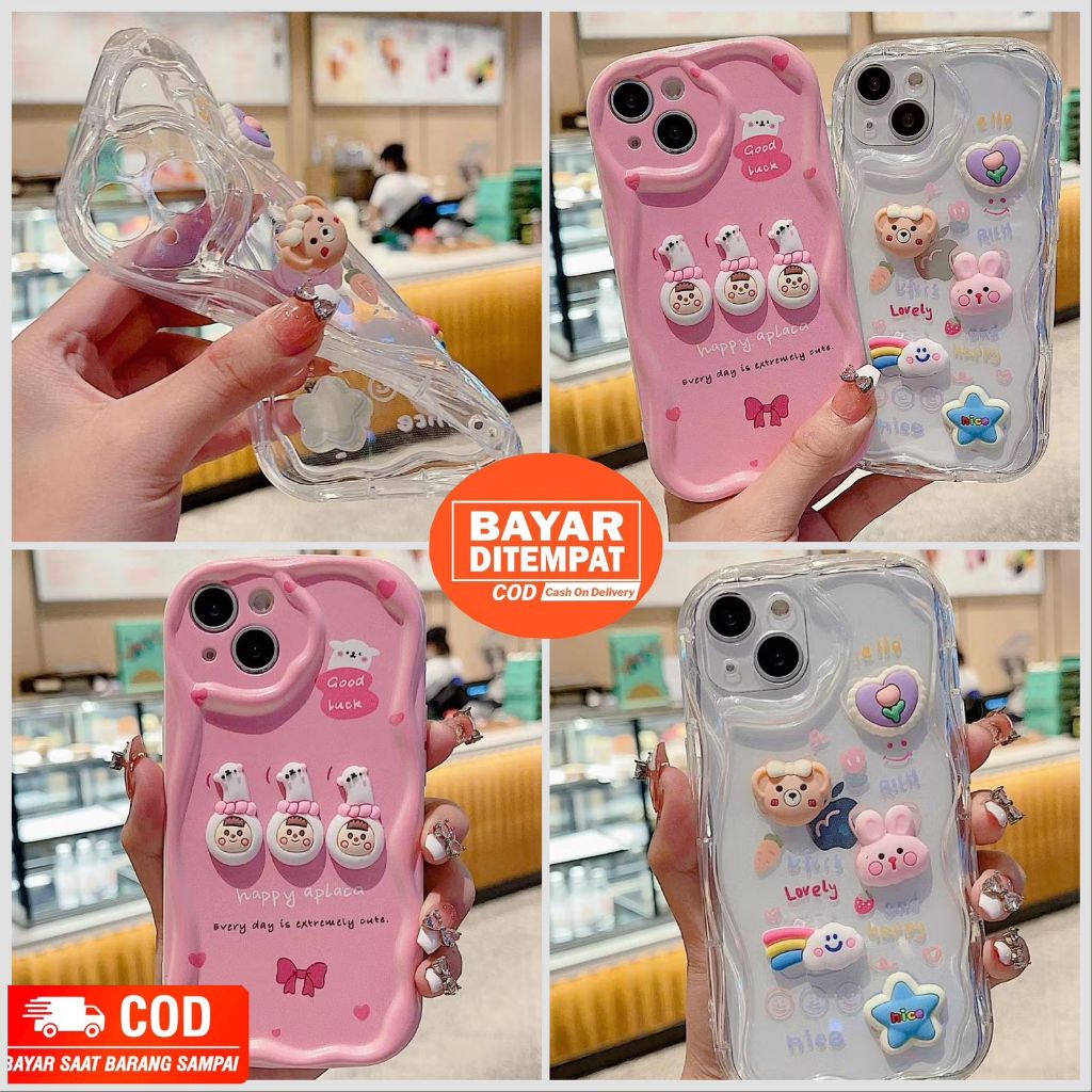 [TPC] CASE WAVE BEAR BUNNY CUTE COVER REALME P3 LITE 15 C75X C71 C85 PRO C63 C61 C65 NOTE 70 50 60 C